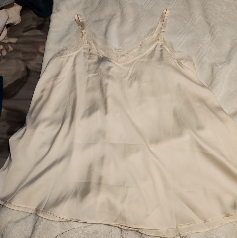 torrid Cream Lace-Trim Silk Slip Camisole